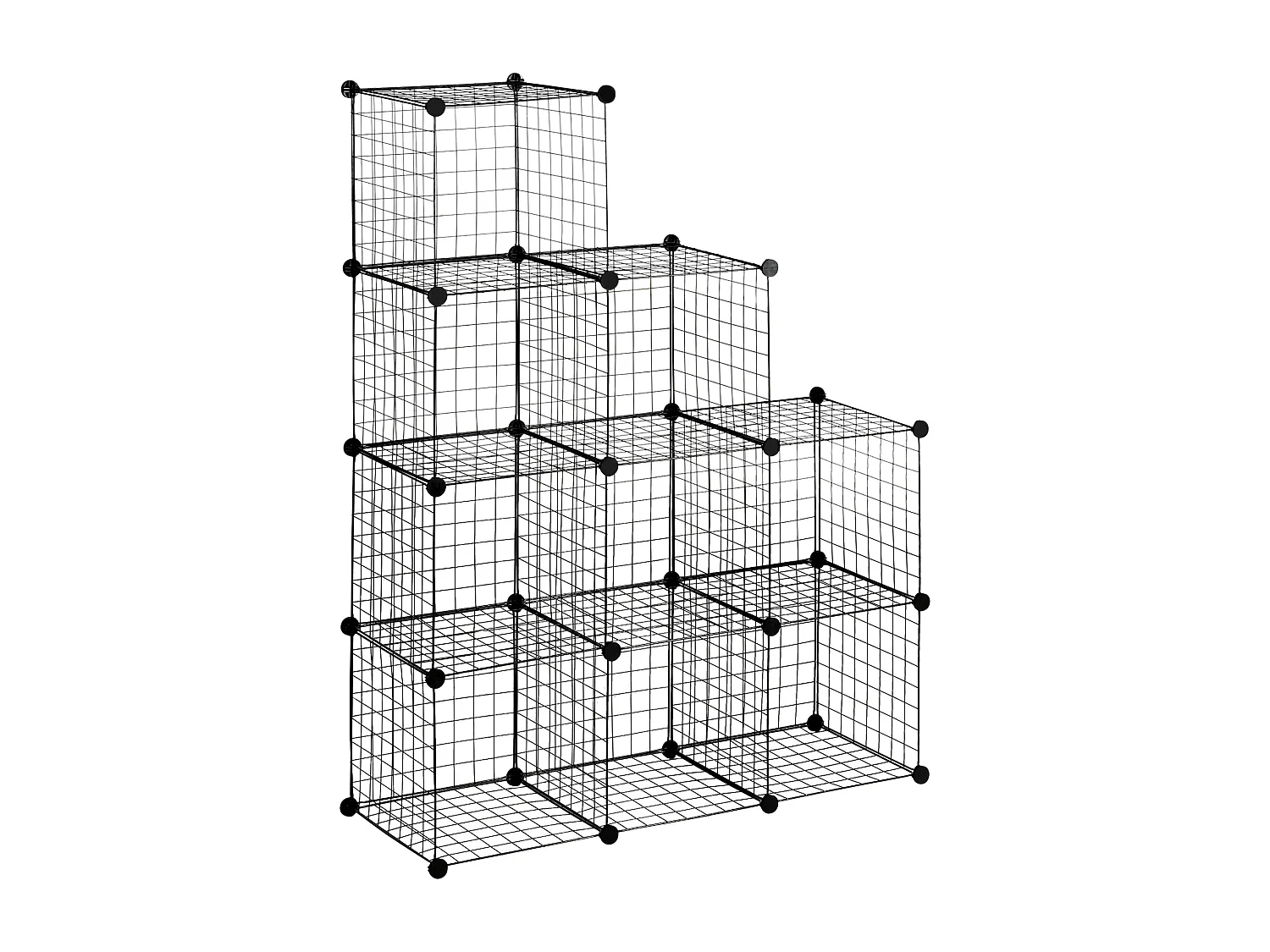 9 étagères de rangement empilables cubique en grillage métallique dim. cube 35 x 35 cm noir