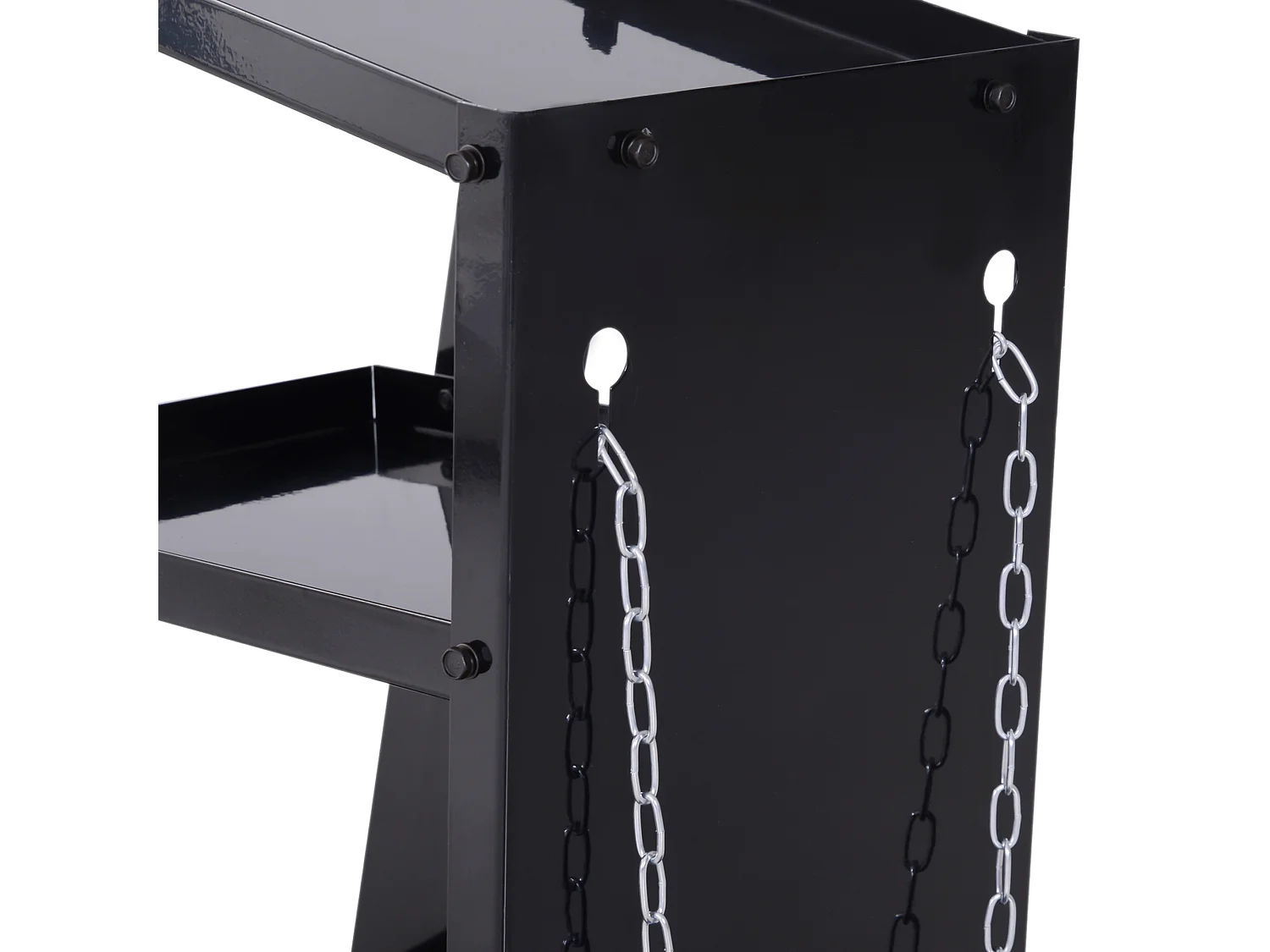 Chariot de soudage à 3 niveaux mobile 4 roues - poste à souder - support pour bouteille avec chaînes de soutien - acier noir