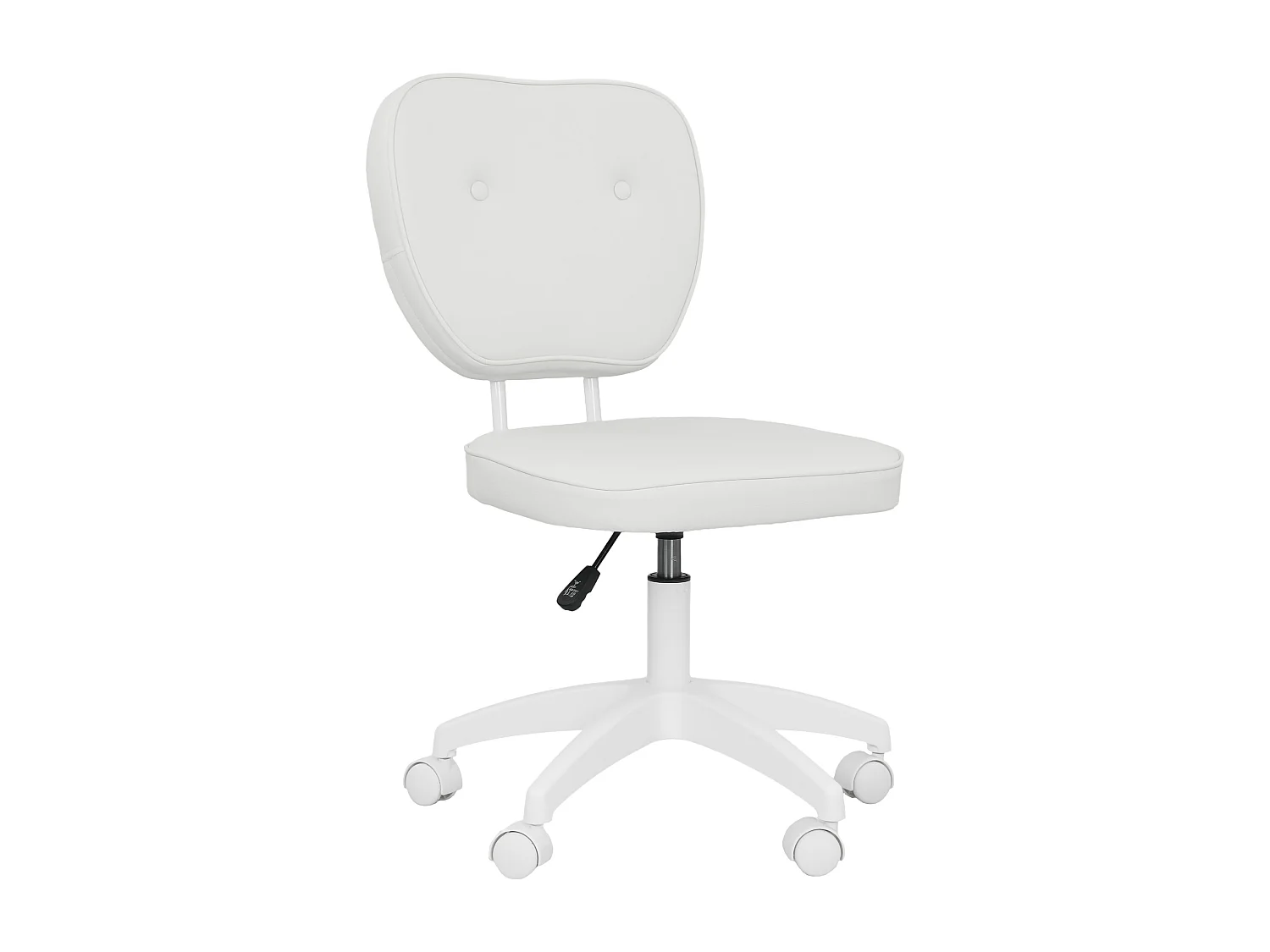 Chaise de bureau design Chersterfied dossier arrondi 2 boutons synthétique blanc