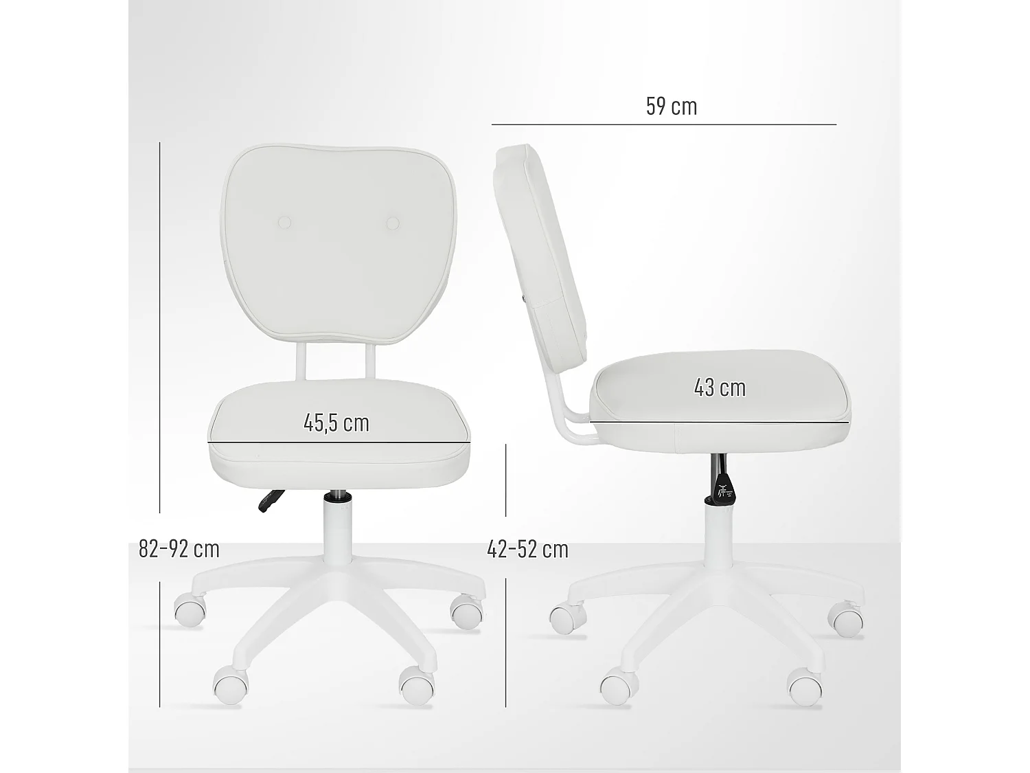 Chaise de bureau design Chersterfied dossier arrondi 2 boutons synthétique blanc