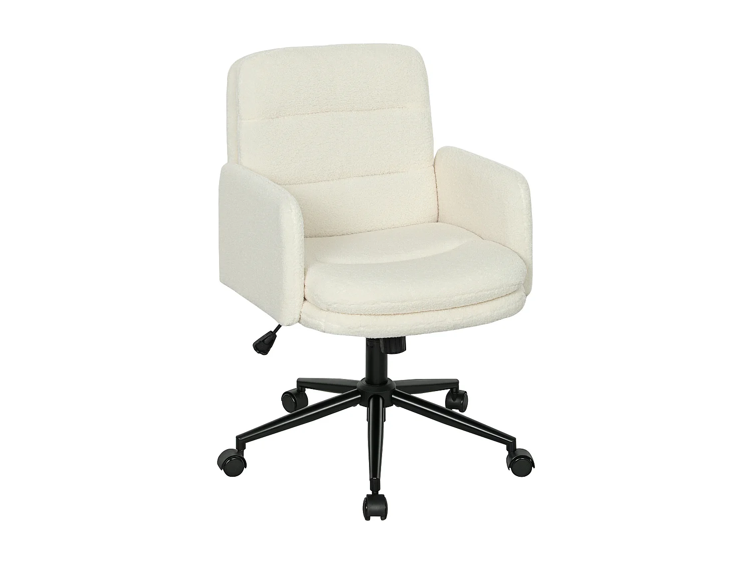 Chaise de bureau bouclette crème grand confort piètement acier noir