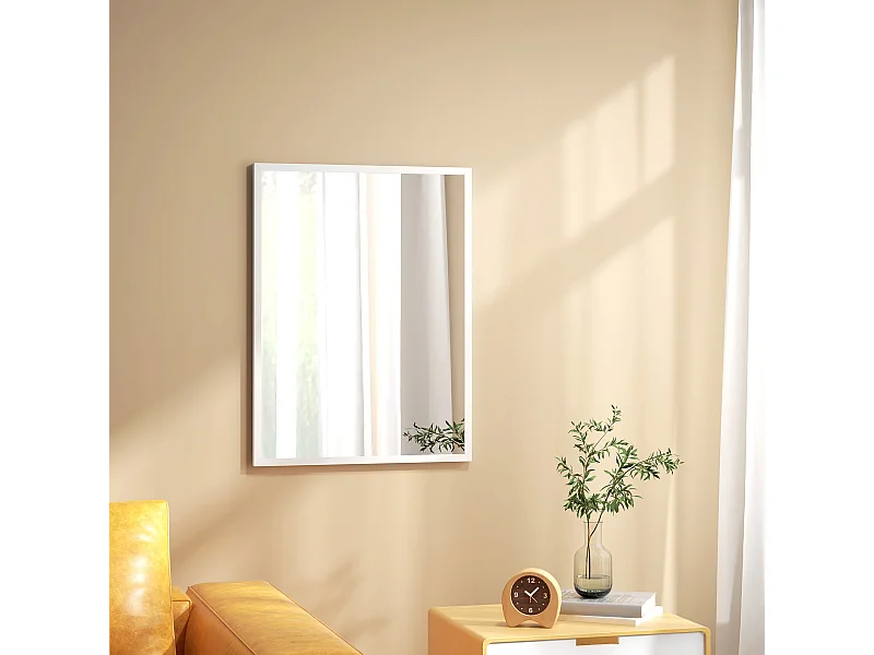 Miroir mural rectangulaire dim. 60L x 80H cm MDF blanc