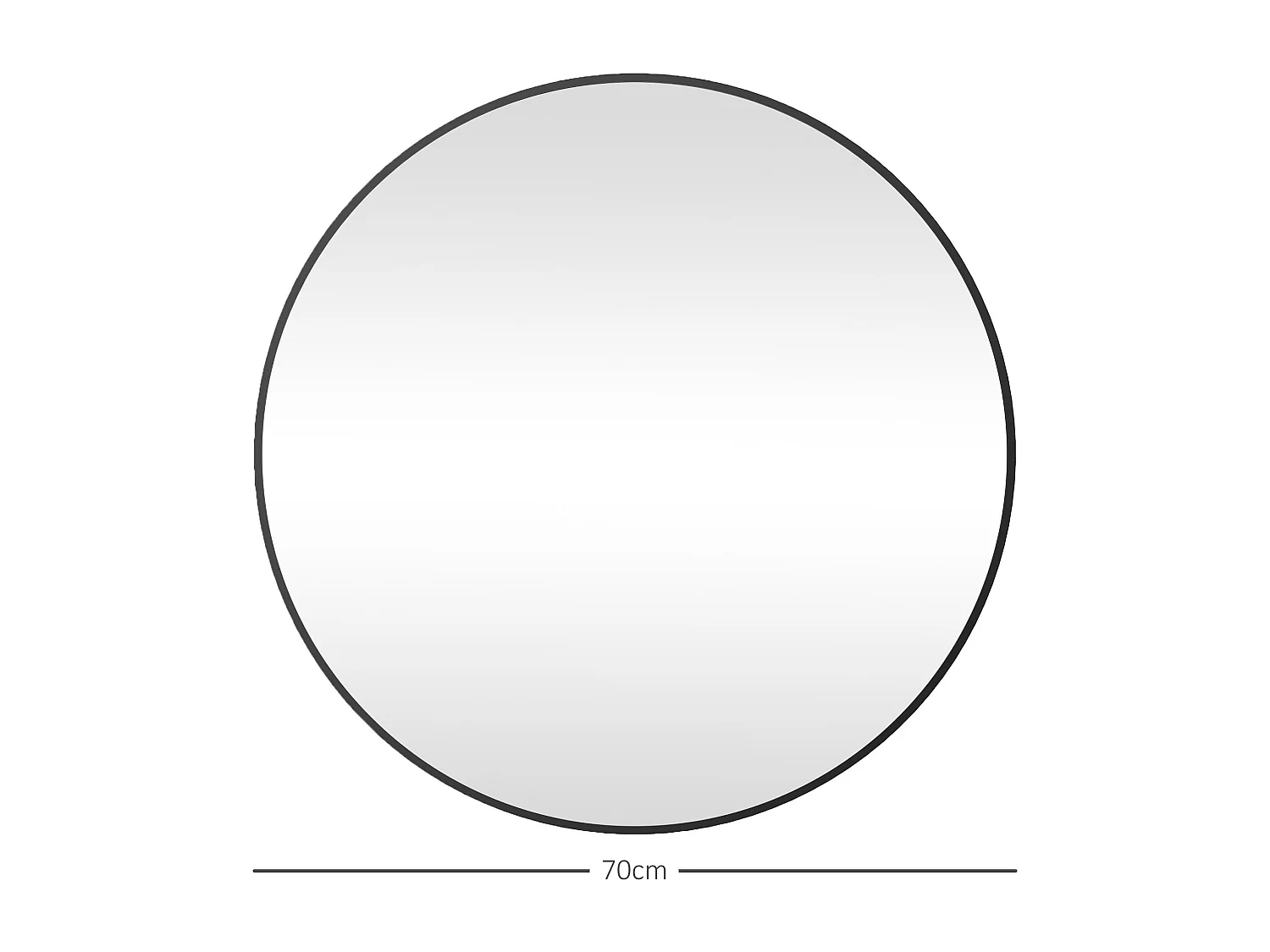 Miroir mural rond dia. 70 cm cadre métal noir