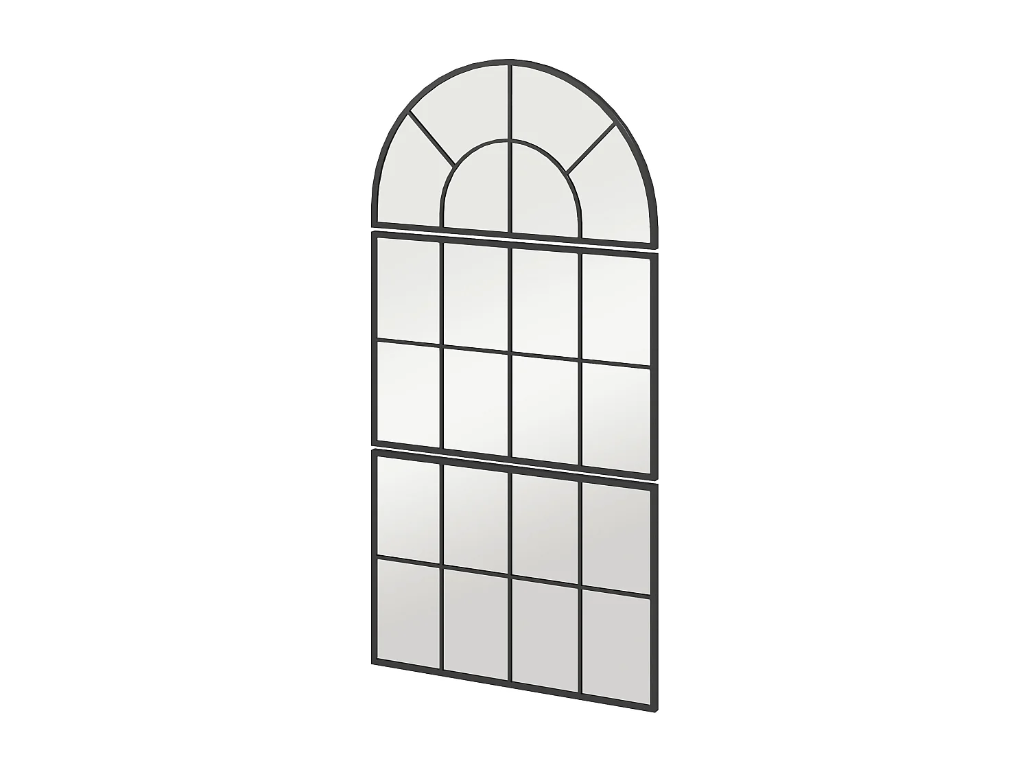 Miroir mural style verrière ensemble de 3 pièces métal noir verre