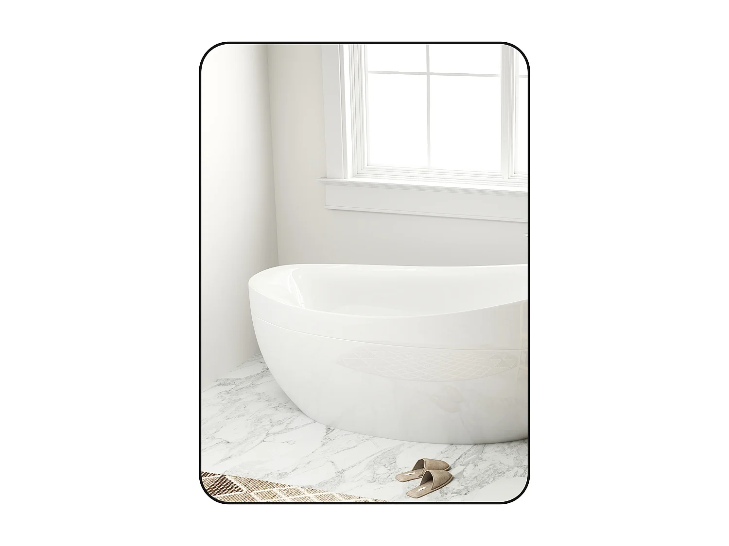 Miroir mural rectangulaire 50 x 70 cm cadre alliage aluminium noir