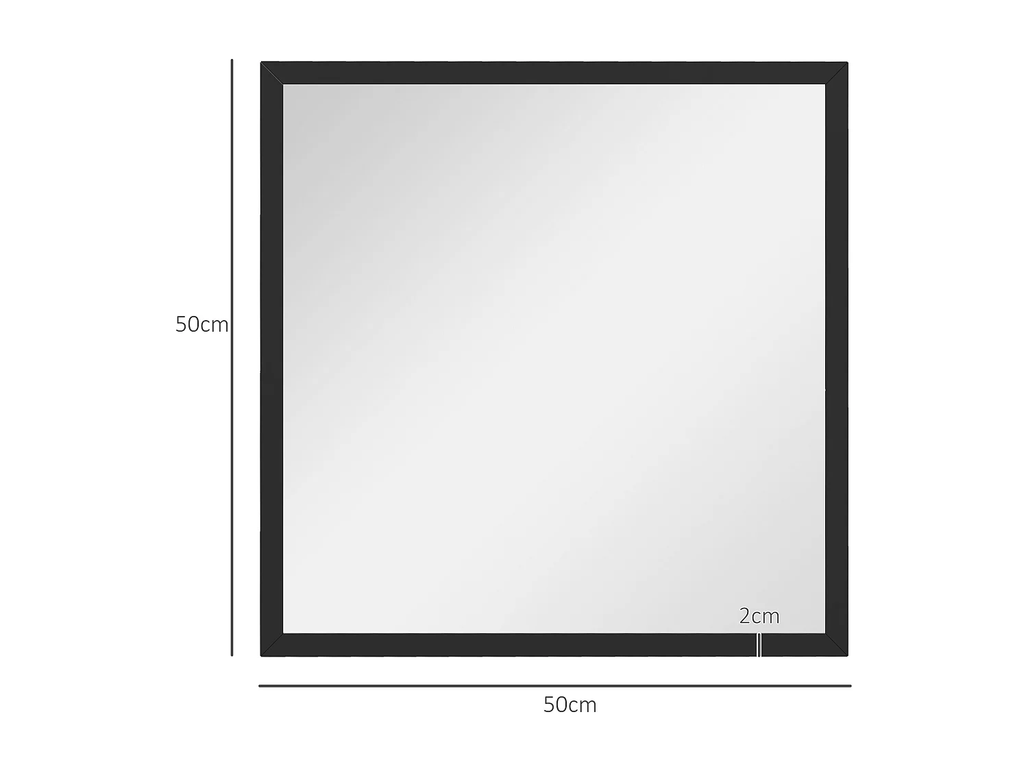 Miroir mural carré dim. 50L x 50H cm cadre bois noir