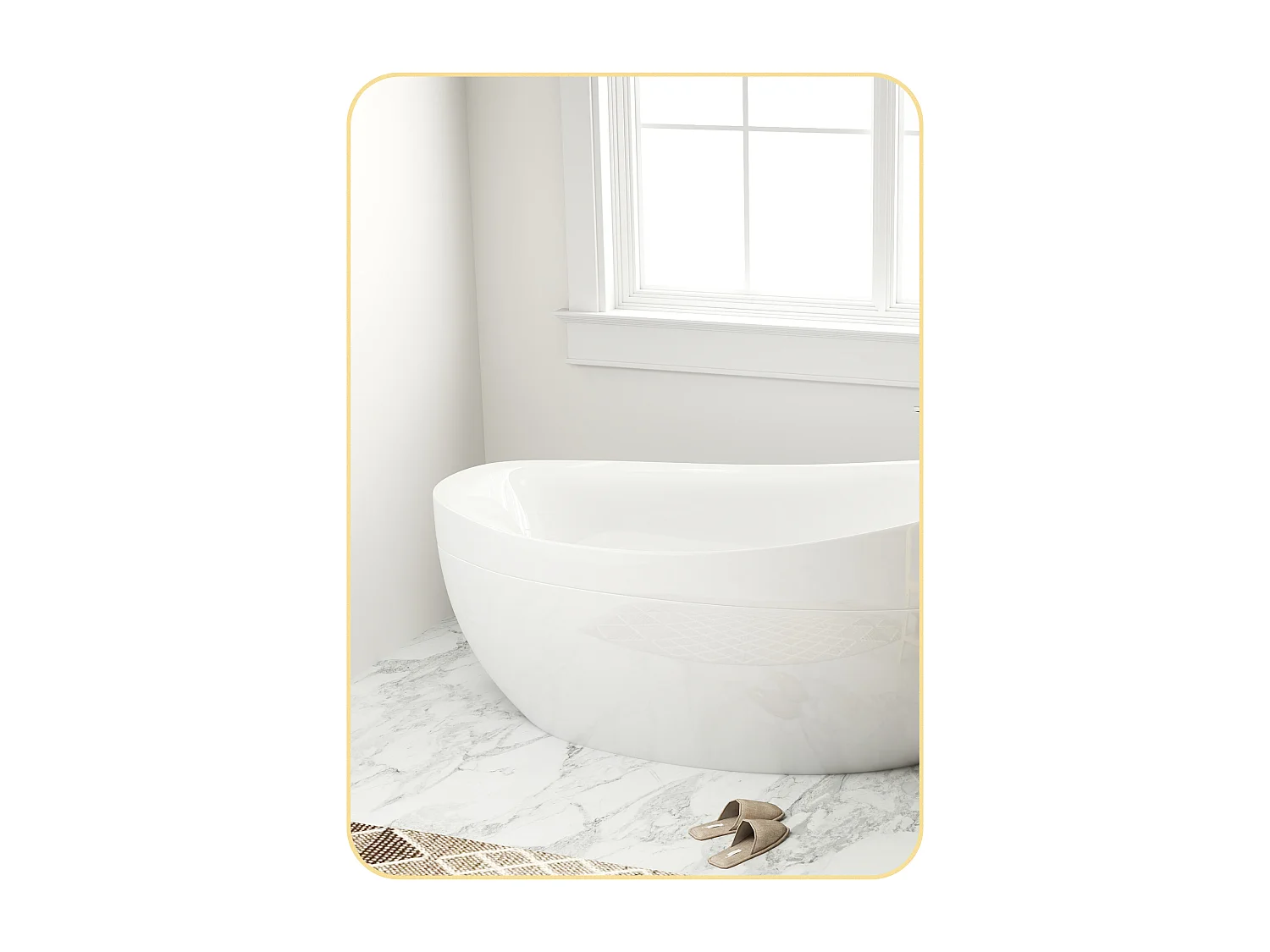 Miroir mural rectangulaire 50 x 70 cm cadre alliage aluminium doré