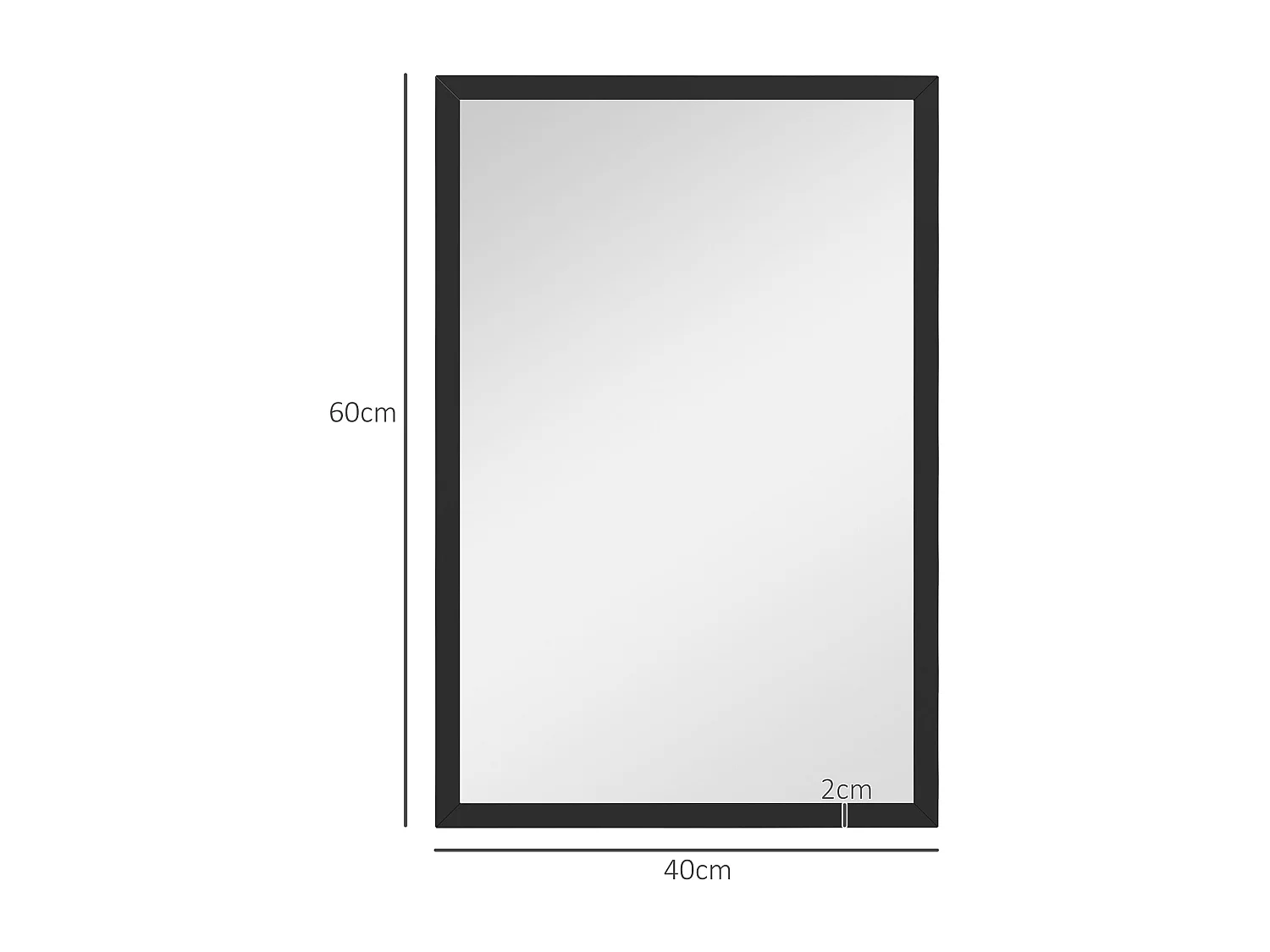 Miroir mural rectangulaire dim. 40L x 60H cm cadre bois noir