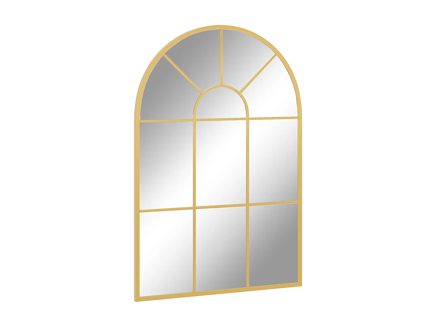 Miroir mural aspect verrière style classique chic - dim. 60L x 90H cm - métal doré verre 3 mm