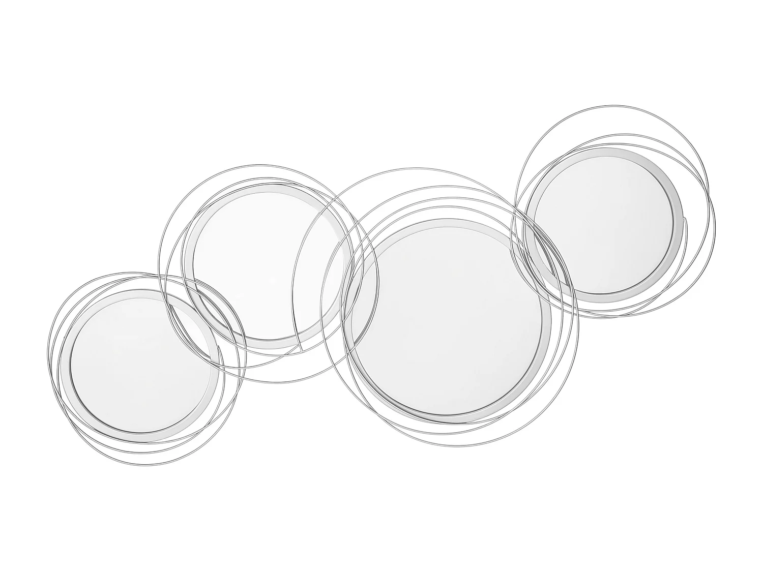 Lot de 4 miroirs ronds muraux Ø 30, 24, 21 cm crochet visserie incluse métal argenté