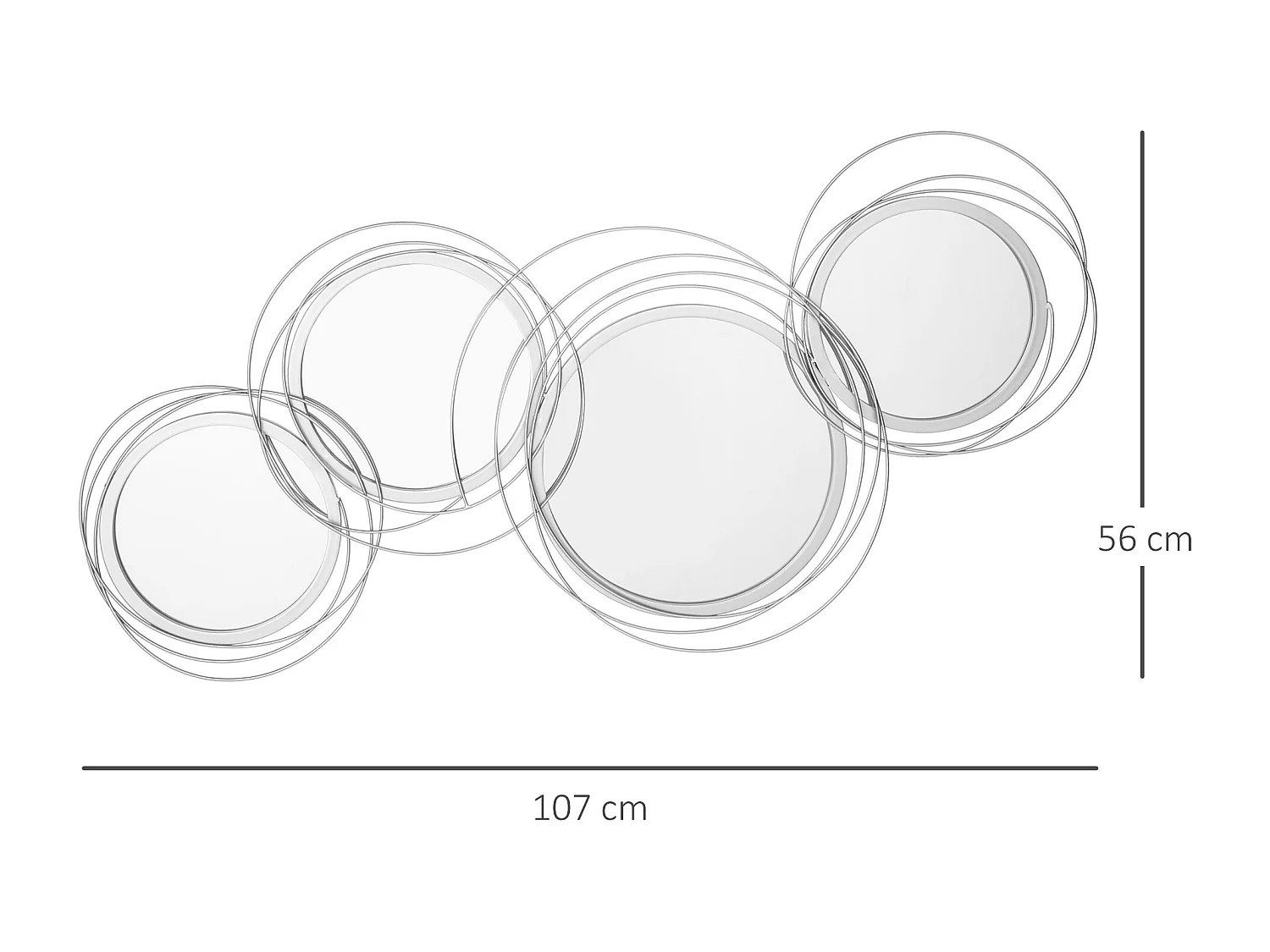 Lot de 4 miroirs ronds muraux Ø 30, 24, 21 cm crochet visserie incluse métal argenté
