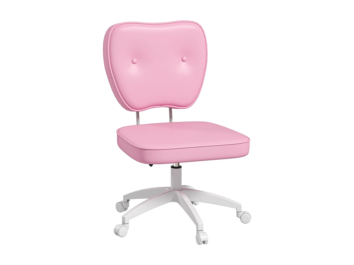 Chaise de bureau design Chersterfied dossier arrondi 2 boutons synthétique rose