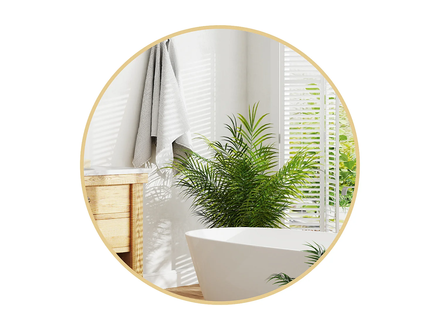 Miroir mural rond dia. 70 cm cadre métal doré