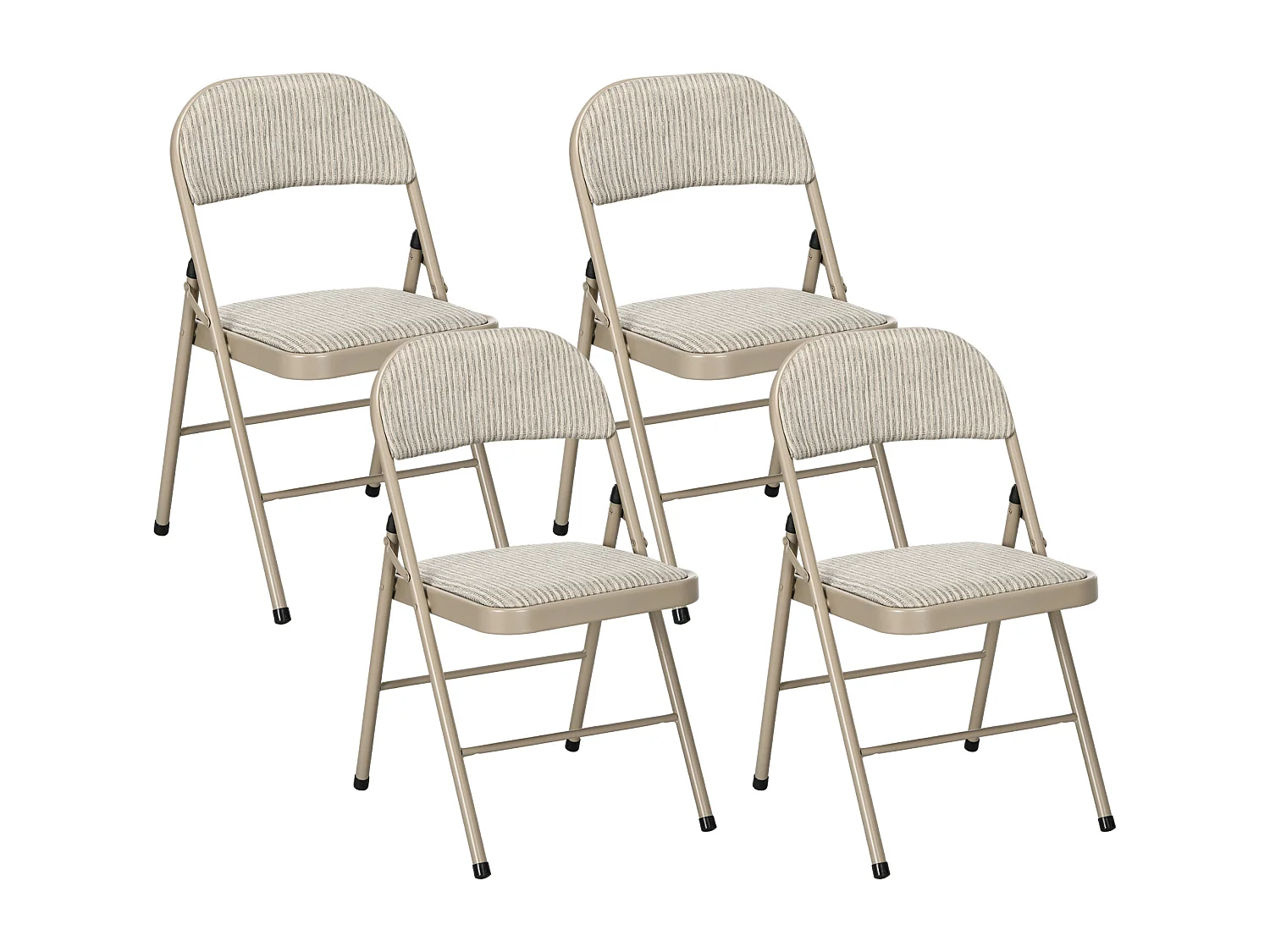 Lot de 4 chaie pliante aie doier rembourré acier tiu toucher lin beige