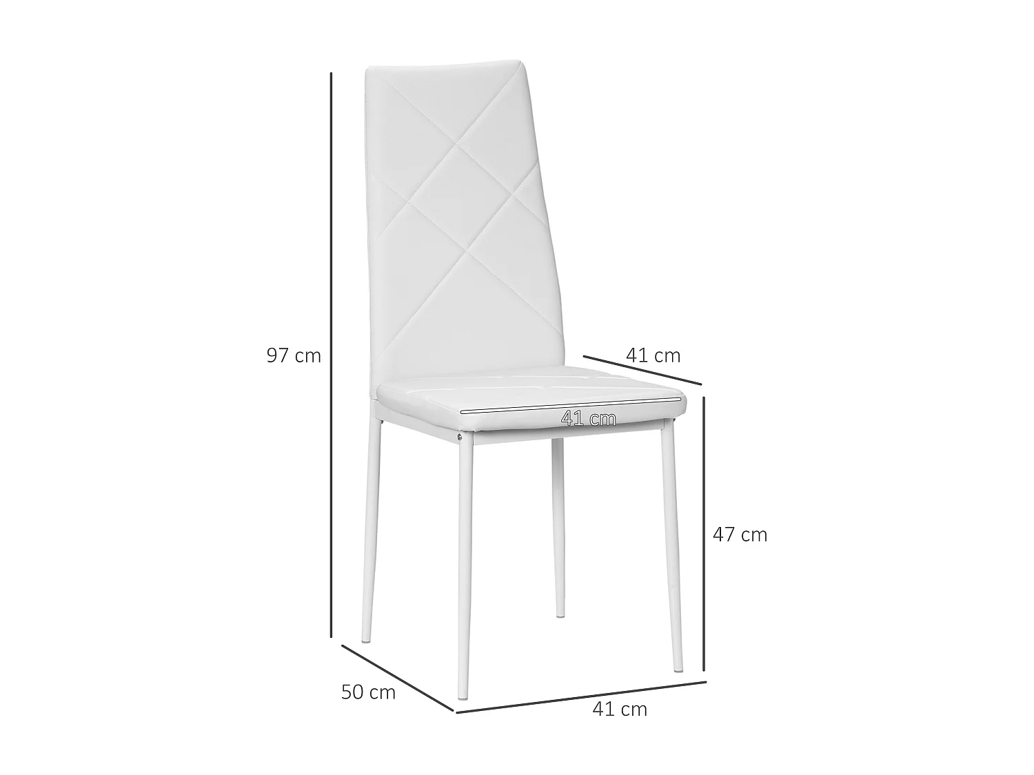 Lot de 4 chaises de salle à manger style Chesterfield acier synthétique blanc