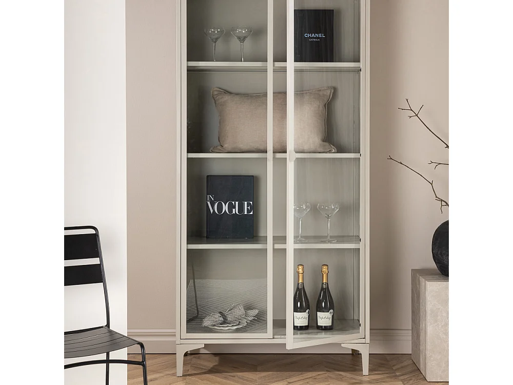 Buffet vitré en métal beige Piring