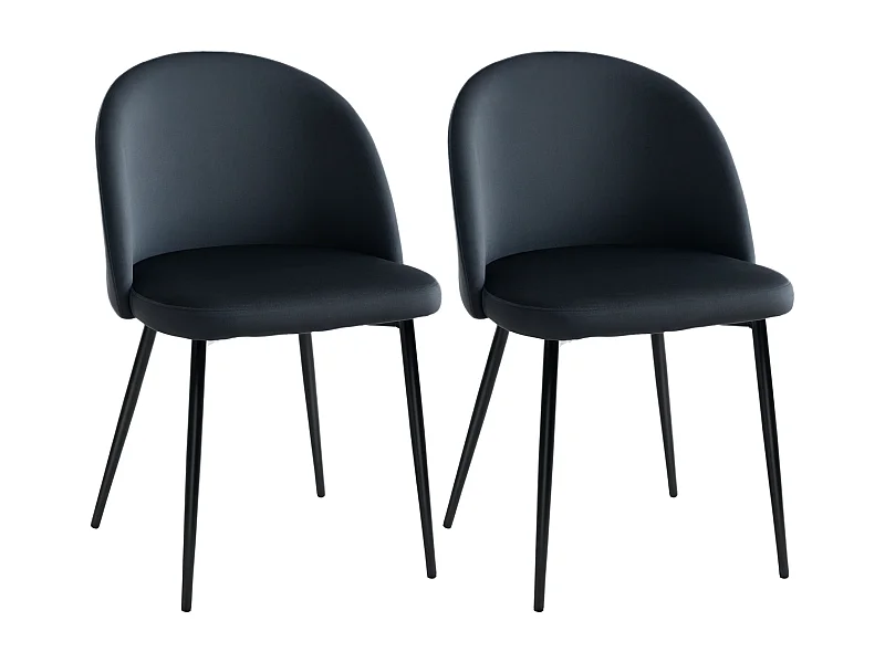 Chaises de visiteur design scandinave - lot de 2 chaises - pieds effilés métal noir - assise dossier ergonomique velours noir