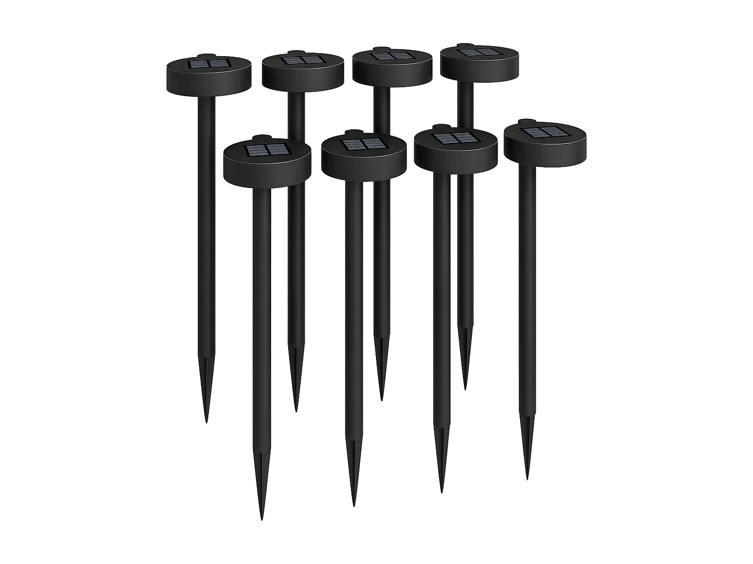 Lot de 8 spots solaires LED extérieurs marche arrêt automatique 3000K noir