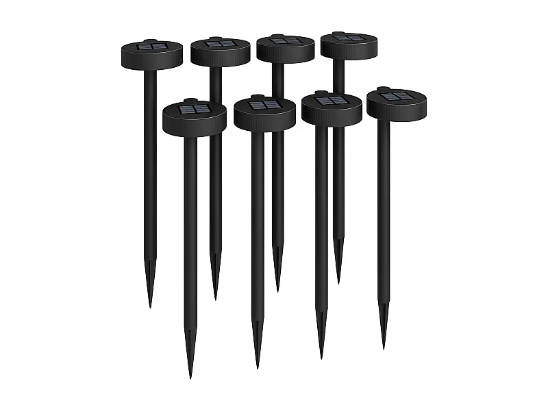 Lot de 8 spots solaires LED extérieurs marche arrêt automatique 3000K noir