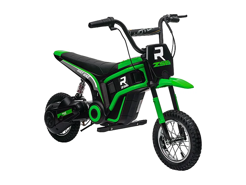 Moto cross électrique dirt bike enfant 350W 12V 2 vitesses 8-16 Km/h vert noir
