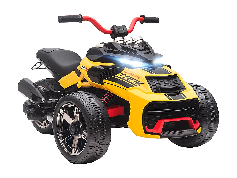 Moto électrique enfant trike side-car 12V 5Km/h max. effets sonores lumineux jaune