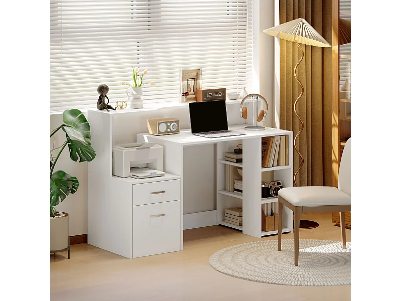 Bureau informatique multimédia design multi-rangement dim. 137 x 55 x 92 cm