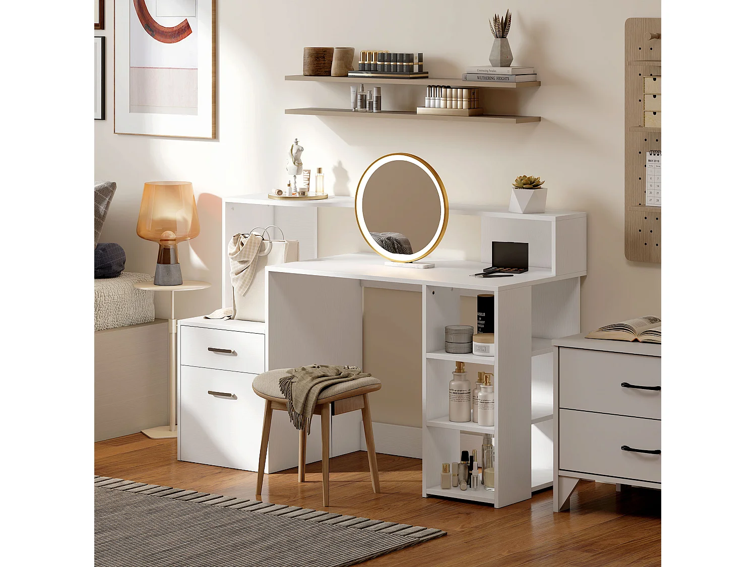 Bureau informatique multimédia design multi-rangement dim. 137 x 55 x 92 cm