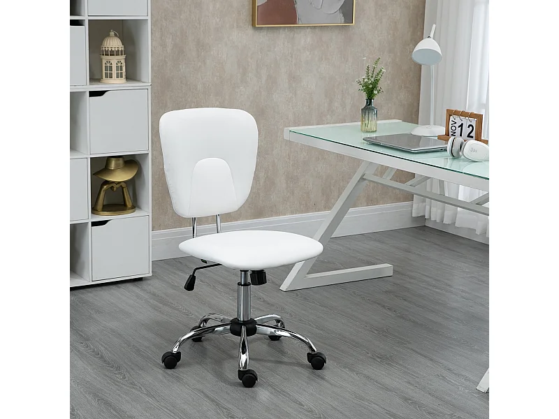Chaise de bureau visiteur design - hauteur réglable, fonction bascule verrouillable - acier chromé synthétique blanc