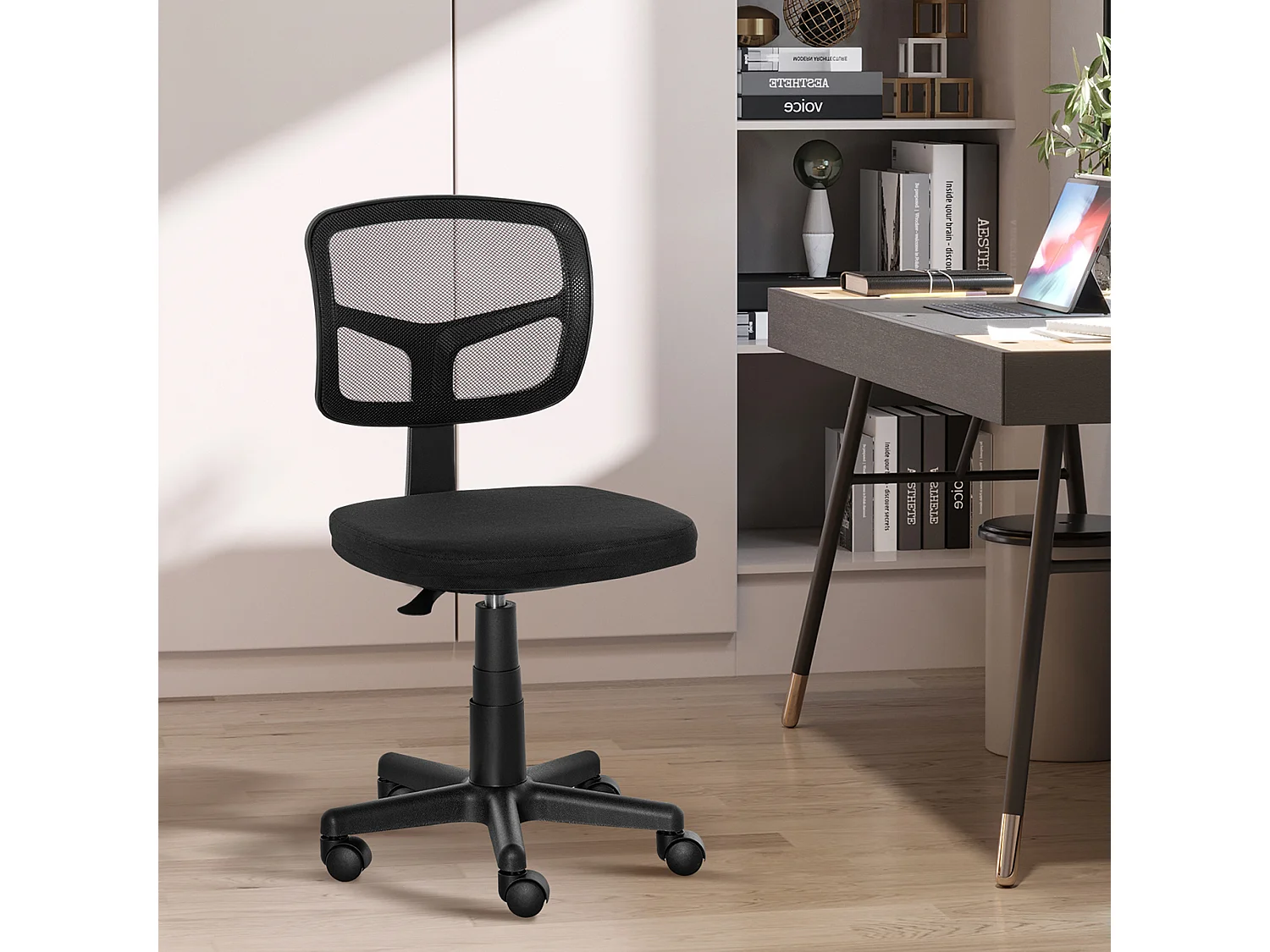 Chaise de bureau ergonomique hauteur réglable dossier enveloppant maille noir