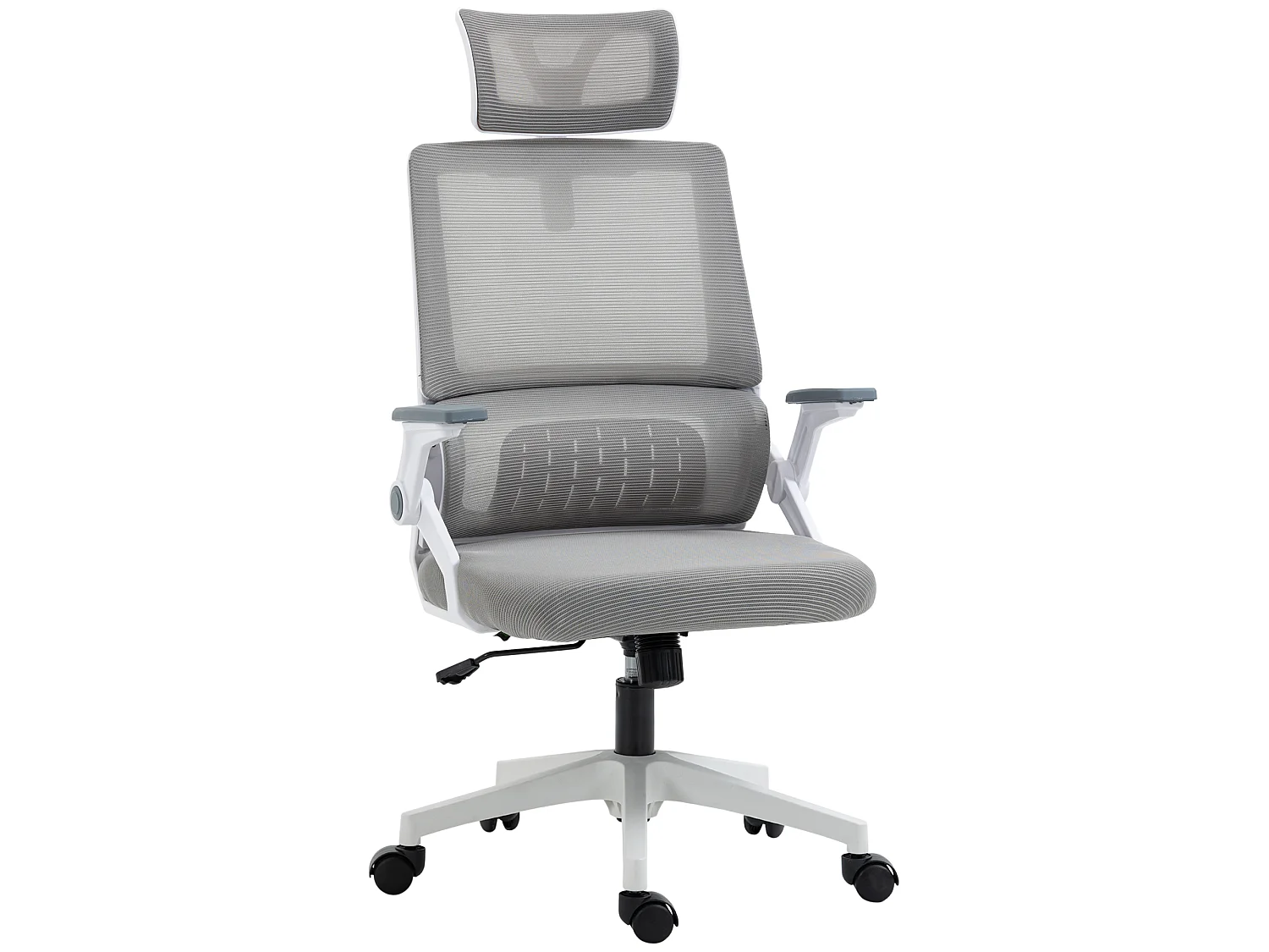 Chaise de bureau ergonomique réglable inclinable pivotante maille polyester gris