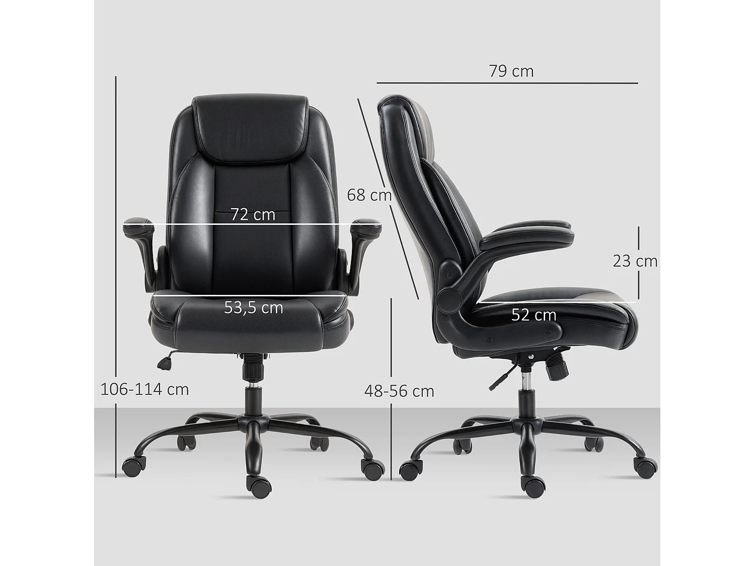 Chaise de bureau manager design réglable accoudoirs relevables acier synthétique noir