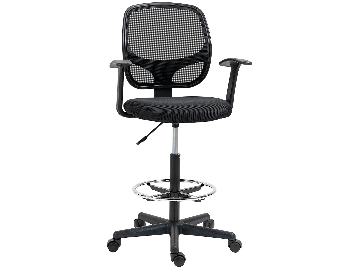 Chaise bureau ergonomique assise haute réglable 110-132cm pivotant 360° maille respirante noir