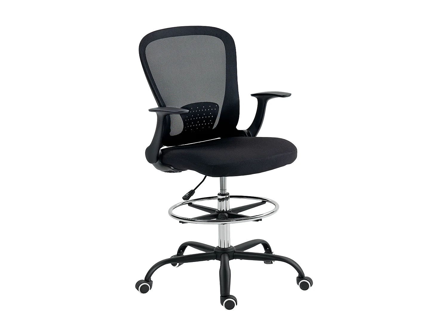 Chaise bureau ergonomique assise haute réglable 54-74cm pivotant 360° accoudoirs relevables maille respirante noir