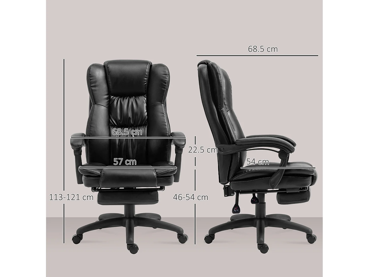 Fauteuil bureau massant inclinable réglable repose-pieds rétractable grand confort synthétique noir