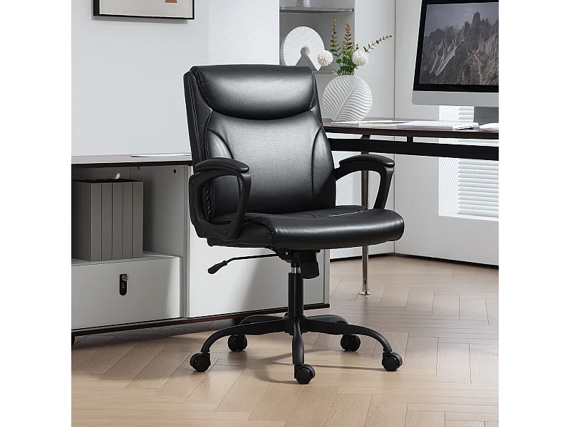 Chaise de bureau manager réglable accoudoirs rembourrés métal synthétique noir