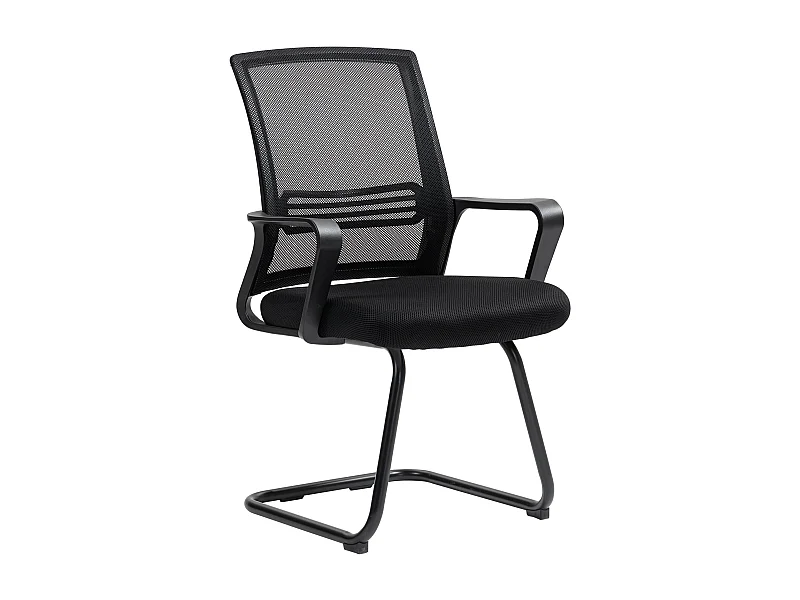 Chaise de visiteur - chaise de bureau design ergonomique - polyester maille noir