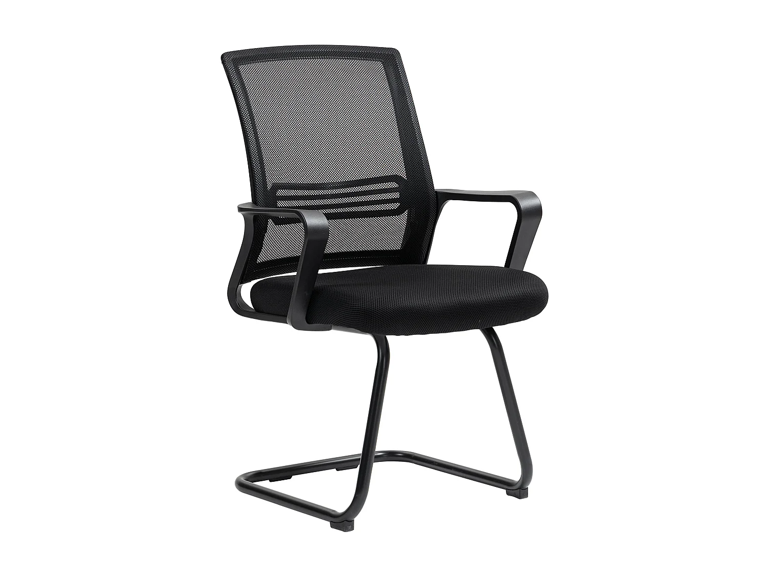 Chaise de visiteur - chaise de bureau design ergonomique - polyester maille noir