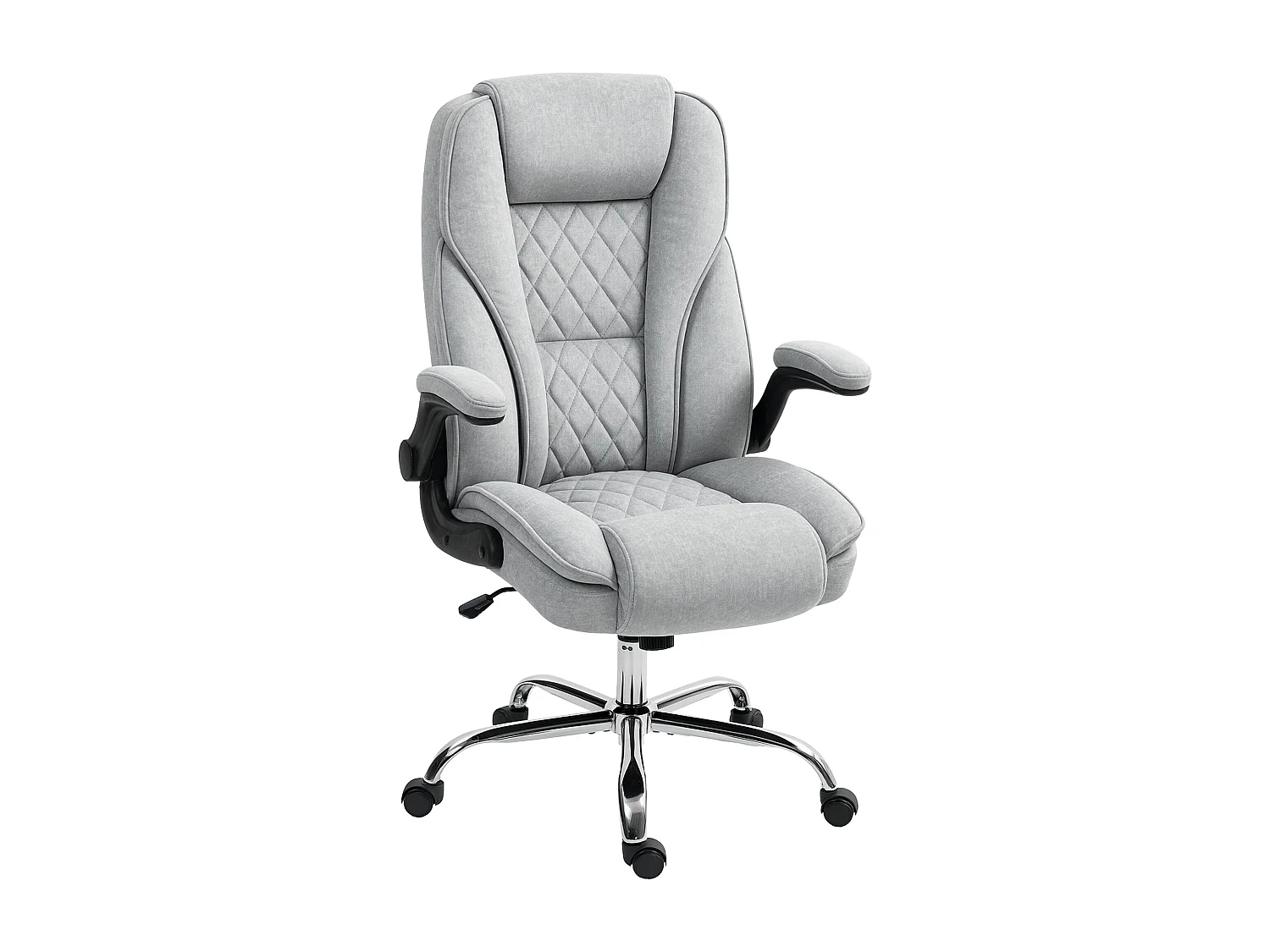 Fauteuil de bureau style Chesterfield réglable accoudoirs rabattables velours gris clair