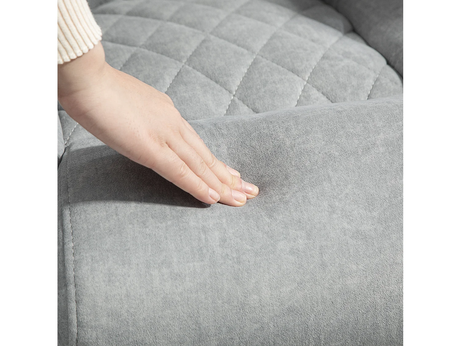 Fauteuil de bureau style Chesterfield réglable accoudoirs rabattables velours gris clair