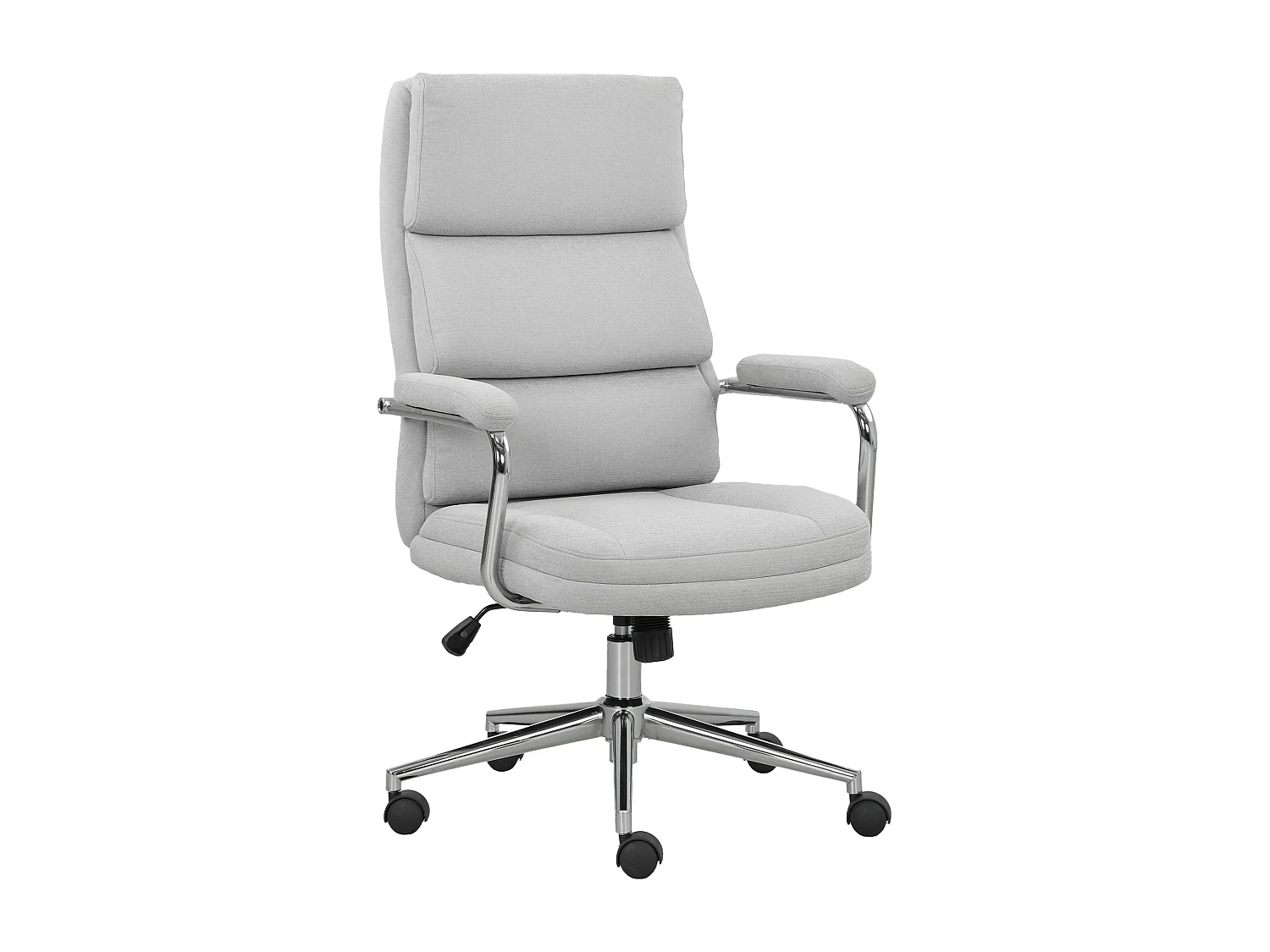 Fauteuil de bureau manager design accoudoirs rembourrés acier chromé tissu toucher lin gris clair
