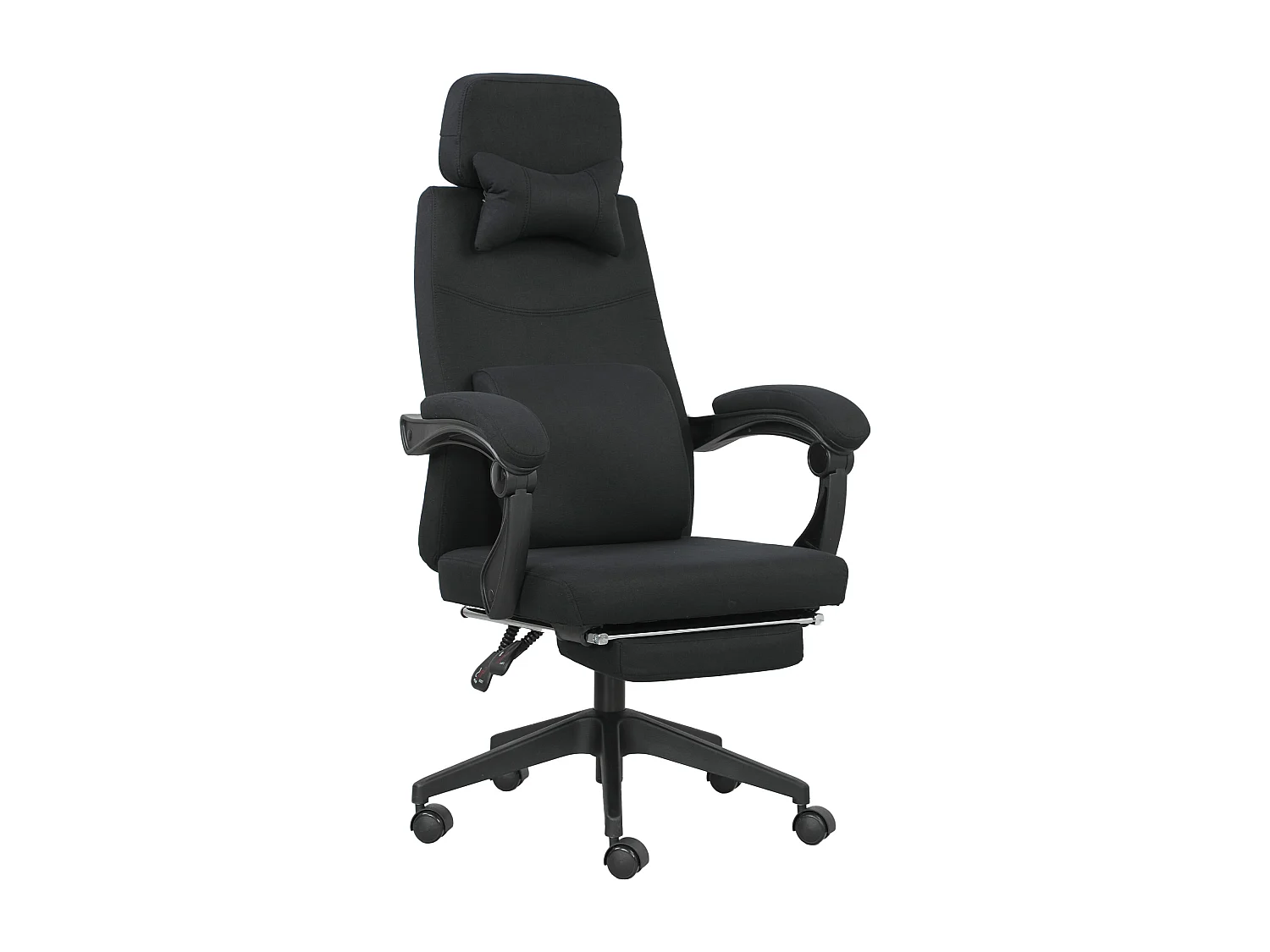 Fauteuil de bureau manager grand confort dossier réglable repose-pied coussin lombaire roulettes 360° lin 62L x 68P x 127H cm noir