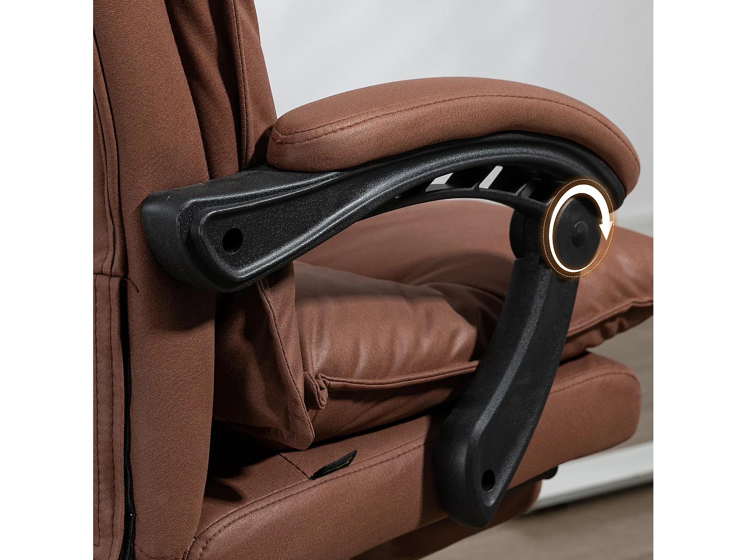 Fauteuil de bureau massant chauffant inclinable réglable repose-pieds rétractable microfibre marron