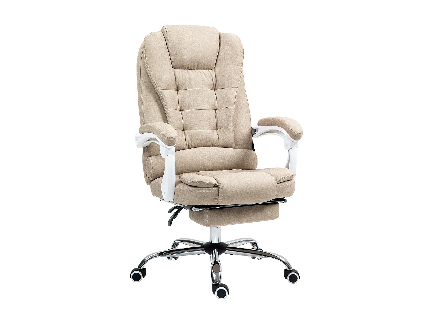 Fauteuil de bureau manager grand confort repose-pied dossier inclinable accoudoirs rembourrés lin beige