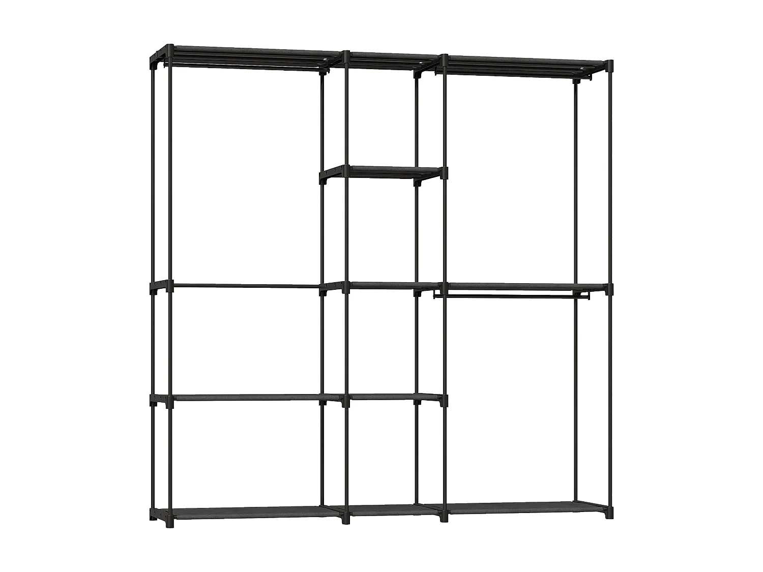 Dressing armoire-penderie dim. 182 x 43 x 185 cm 8 étagères 3 tringles métal non tissé noir