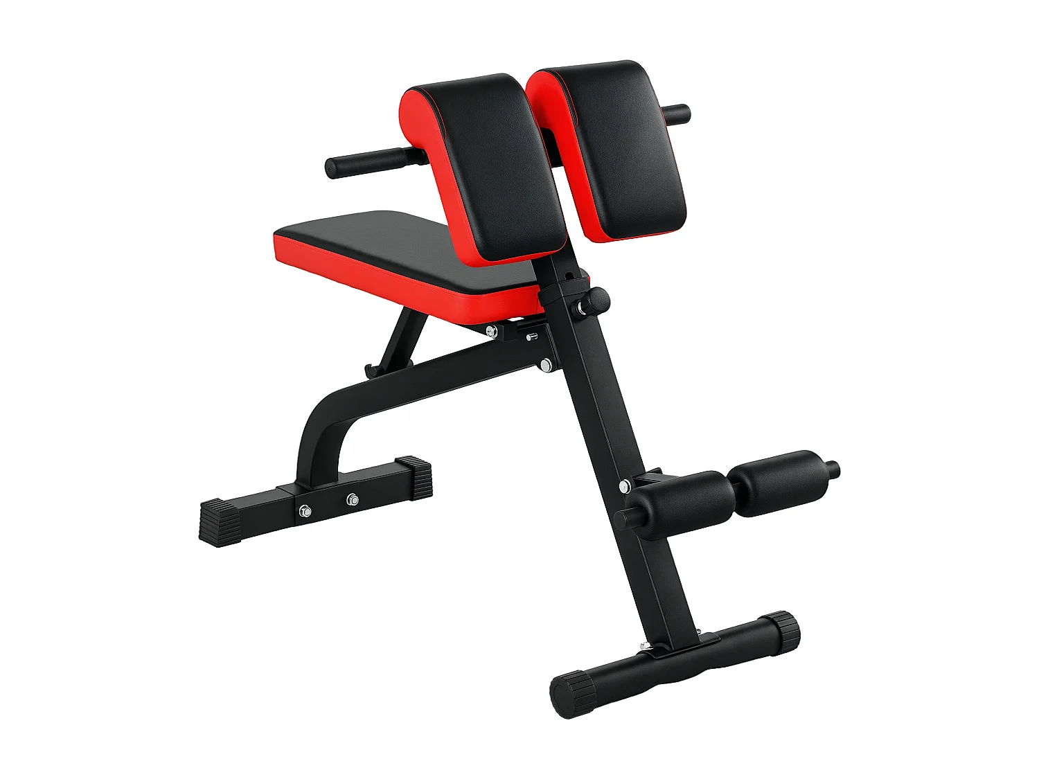 Banc de musculation 150L x 150l x 76H cm hauteur coussin abdominal réglable 7 niveaux dossier rembourré acier noir rouge