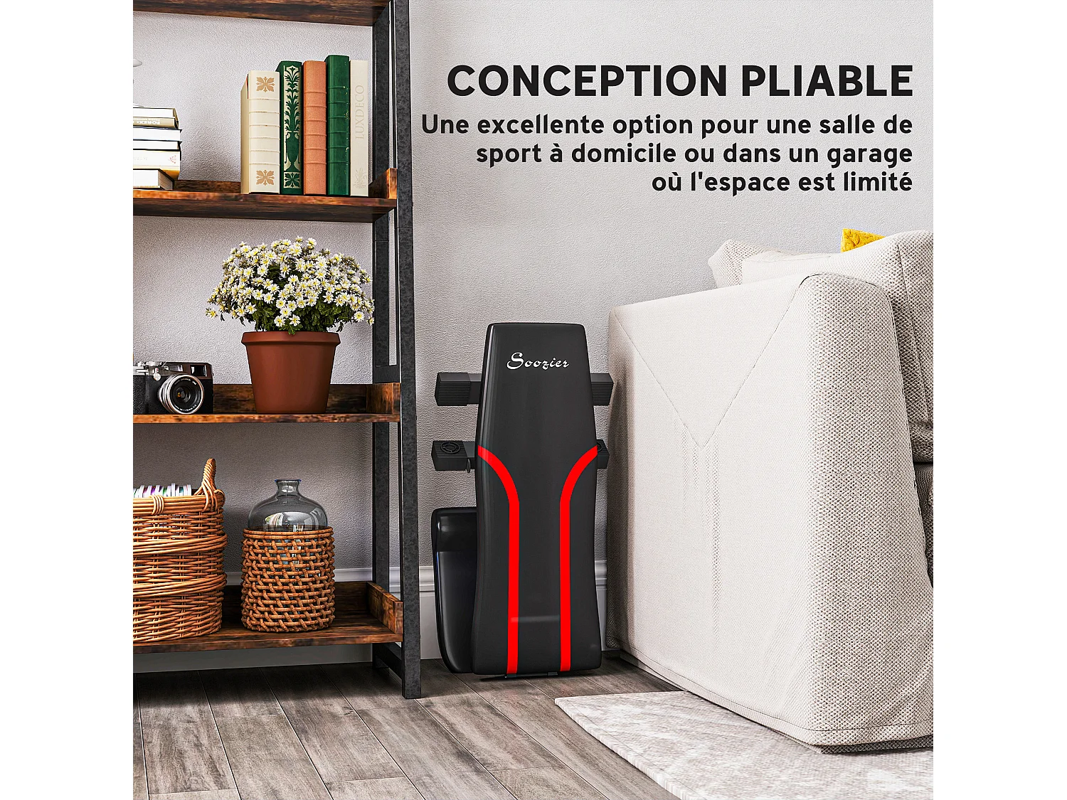 Banc de musculation pliable inclinable charge max. 230 Kg rouge noir