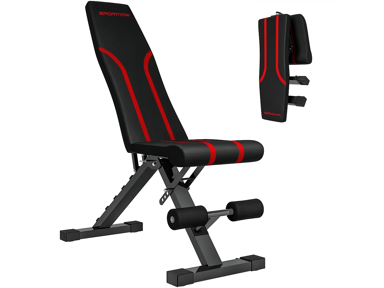 Banc de musculation pliable inclinable charge max. 230 Kg rouge noir