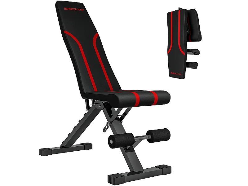 Banc de musculation pliable inclinable charge max. 230 Kg rouge noir
