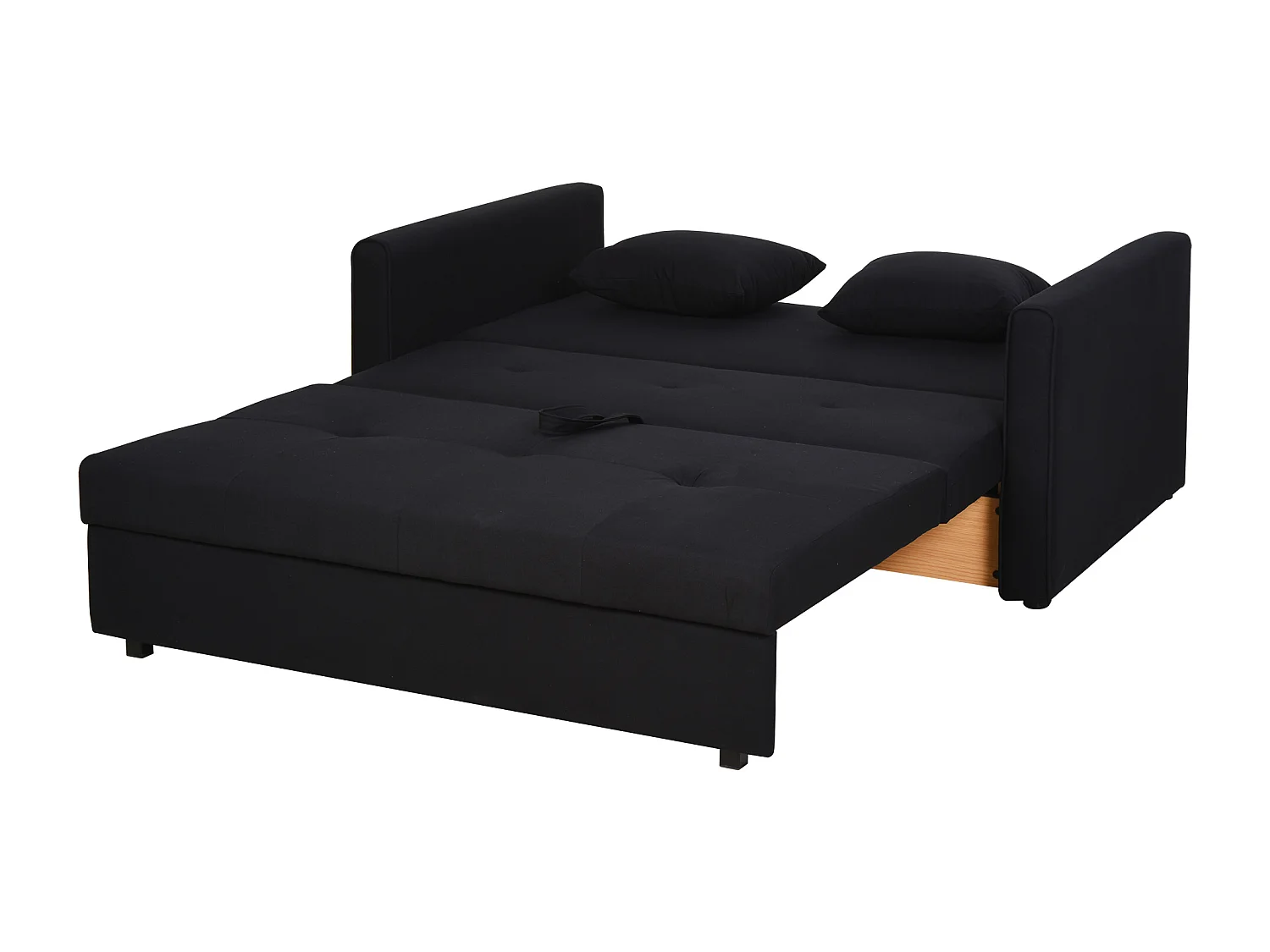 Canapé convertible 2 places canapé-lit clic clac 2 coussins inclus coffre de rangement intégré tissu anthracite