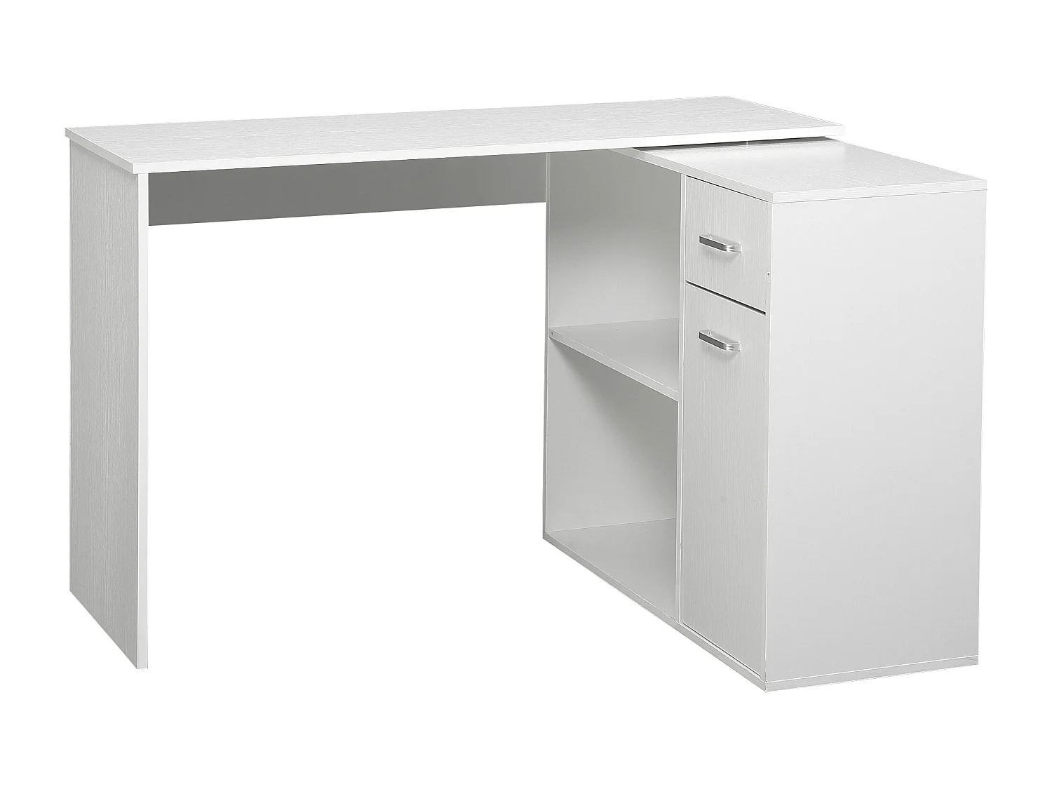 Bureau d'angle ou droit modulable bibliothèque tiroir une porte blanc